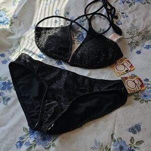 Black Glitter Bikini Set